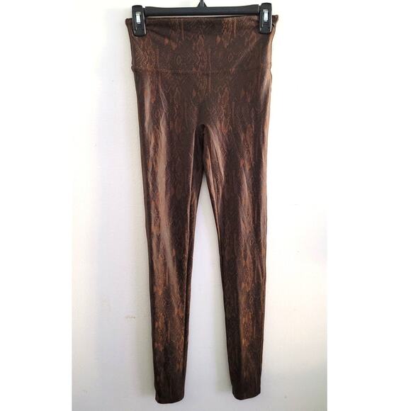 Spanx Faux Leather Snakeskin Leggings 20265R Brown Snakeskin Medium - Picture 2 of 10